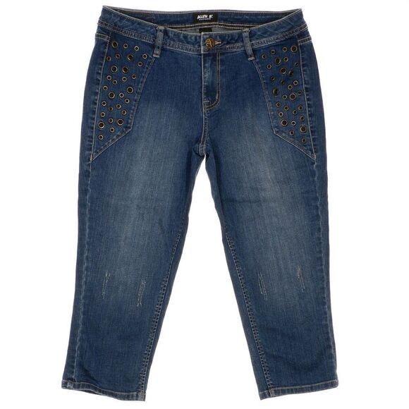 Allen B Schwartz Crop Capri Jeans Size 10 Womens Embellished Denim Measure 32x21 - Picture 1 of 9